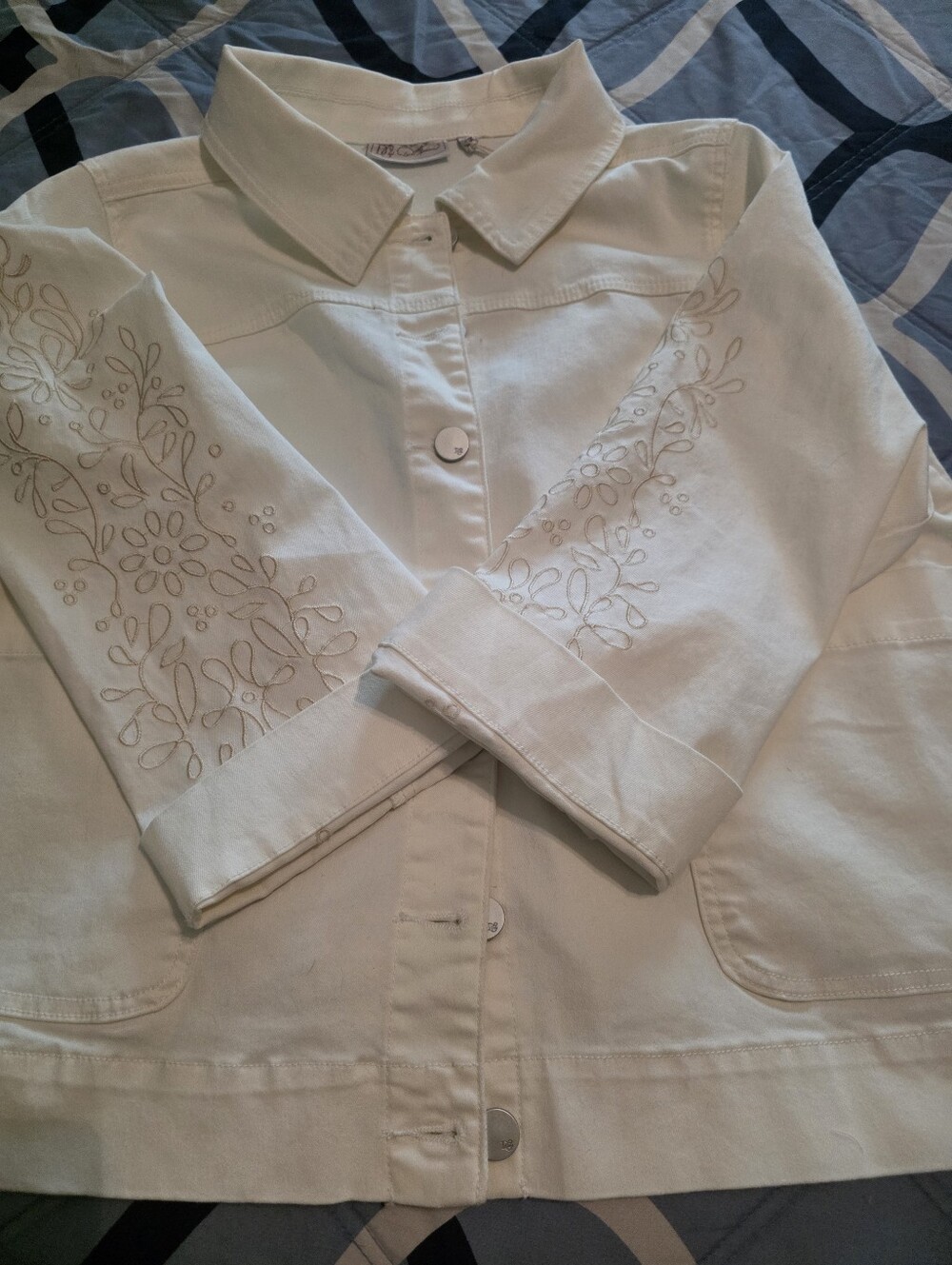 New Dg2 Cream Embroidered Button-Front Jacket